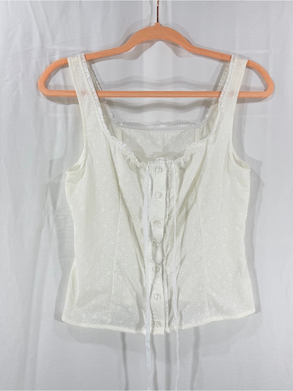 Source Unknown White Eyelet Cotton Camisole Top